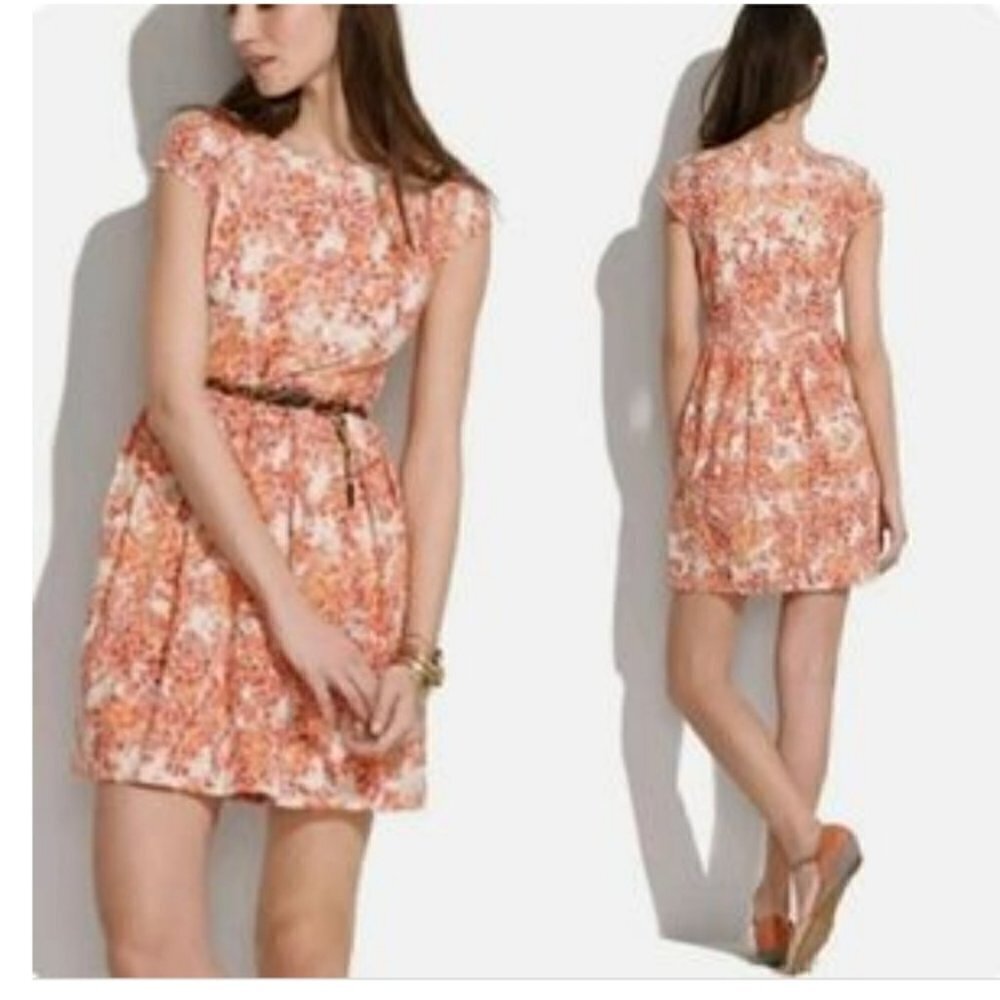 MADEWELL | Lacebloom Fit and flare Lace Dress red yellow sz 00